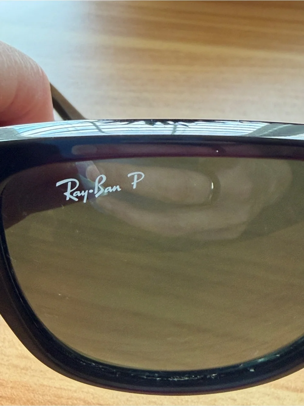 Ray-Ban Black Frame Green Lens Sunglasses with Brown Case